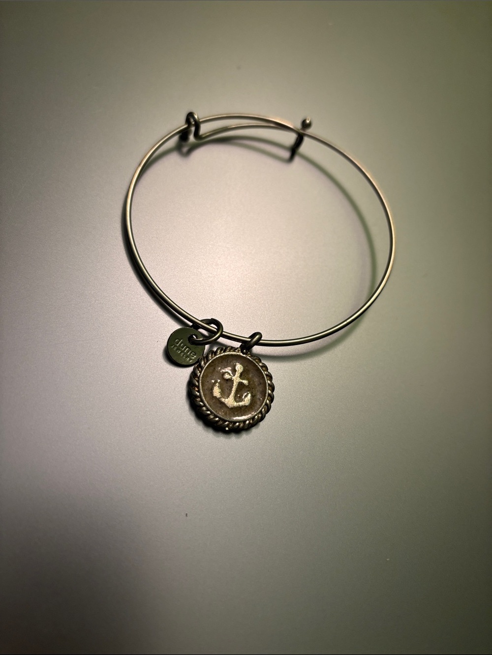 Silver Anchor Charm Expandable Bangle Bracelet
